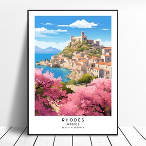 Greece Travel Print Wall Art Rhodes Poster Greece Wall Print Rhodes Print Home Decor Wall Hanging Rhodes Colourful Print Rhodes Gift Art