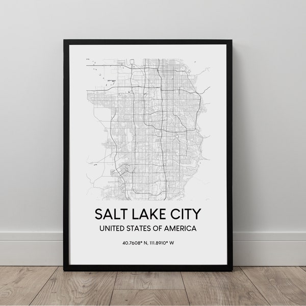 Salt Lake City Map Print Salt Lake City Map Poster Salt Lake City Utah Wall Art Décor Salt Lake City Travel Print Salt Lake City Gift Art