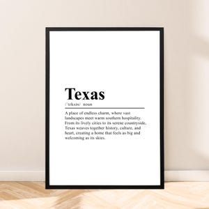 Impresión del estado de Texas Arte de pared de Texas Póster de Texas Impresión de definición Póster de viaje de Texas Arte minimalista de Texas Cita de pared de Texas Decoración del hogar Regalo
