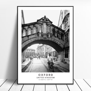 Oxford Vereinigtes Königreich Wand kunstdruck schwarz weiß Oxford City Print Minimalistisches Oxford Poster Oxford Reise Poster Geschenk