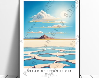 Salar de Uyuni Print Kleurrijke Salar de Uyuni Poster Abstracte Salar de Uyuni Print Minimalistische Uyuni Salt Flat Print Uyuni Salt Flat Poster