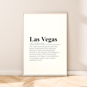 Impresión de definición de Las Vegas Cartel de viaje de Las Vegas Arte de la pared de Las Vegas Impresión de la pared de Las Vegas Cartel minimalista de Las Vegas Regalo de decoración de Las Vegas