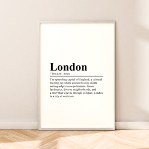 London Travel Print London Definition London Wall Art London Wall Print Minimalist London Décor London Gift Print London Poster London Art