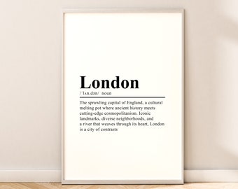 London Travel Print London Definition London Wall Art London Wall Print Minimalist London Décor London Gift Print London Poster London Art