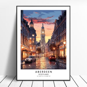 Aberdeen Print Colourful Aberdeen Poster Aberdeen Wall Print Aberdeen Wall Art Aberdeen Travel Print Aberdeen Wall Hanging Gift