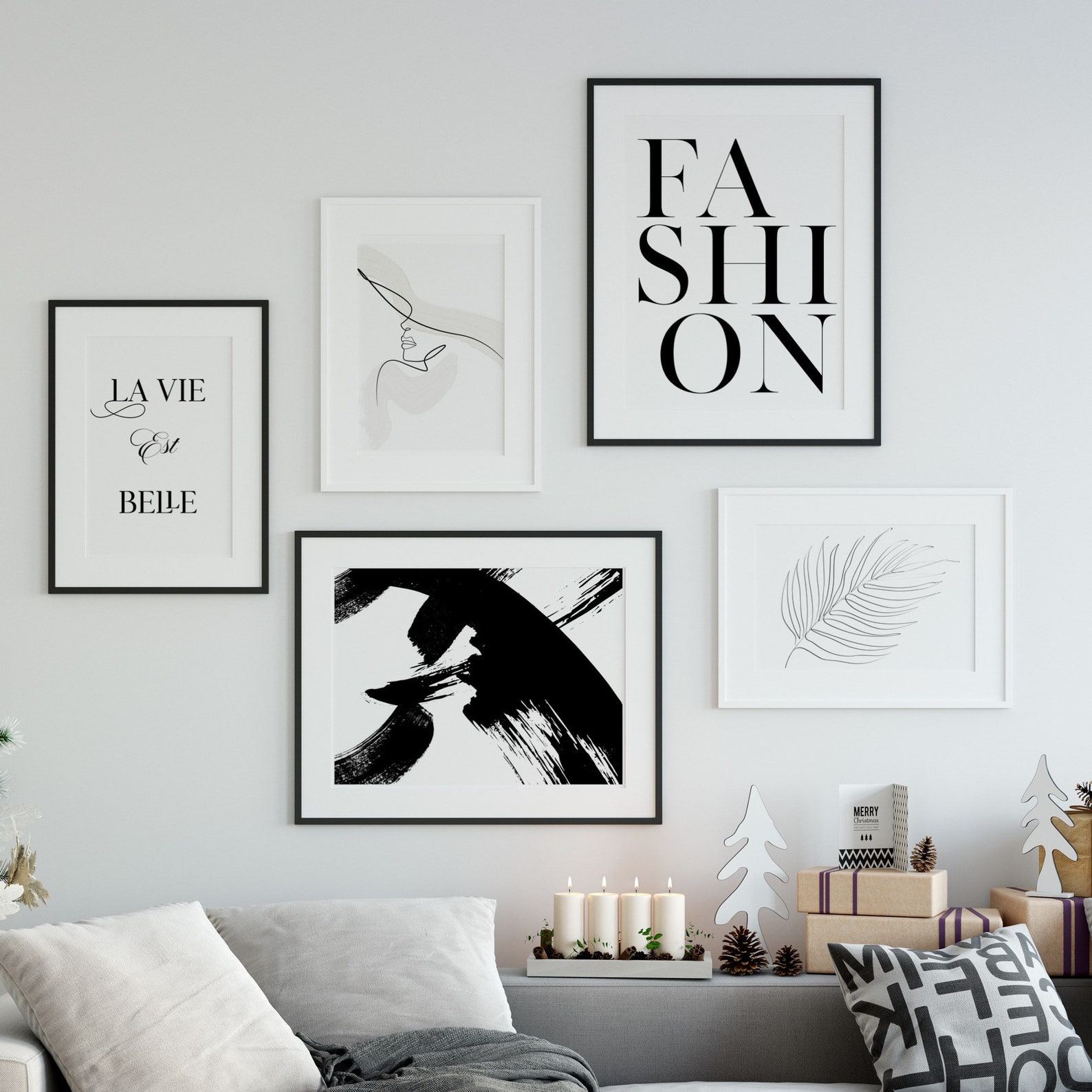 Abstract Black & White Wall Art Living Room Wall Decor | Etsy