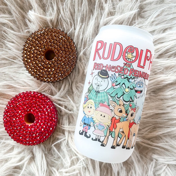 Rudolph the Red-Nosed Reindeer Glass Cup | Rudolph Christmas Cup