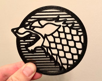 Game of Thrones inspired Flexible Rubber Coaster House Stark 3D Printed Coaster