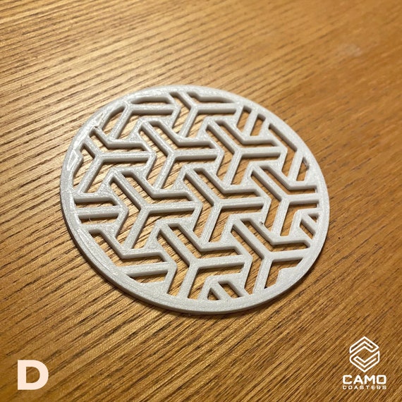Japanese Pattern 3D Printed Coaster Pack of 4 | Rubber