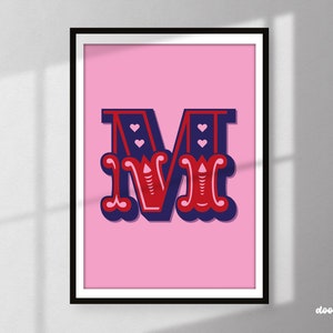 Impresión de letras / Cualquier letra disponible / Póster de tipografía alfabética / Arte circense / Decoración de pared / Decoración del hogar / Arte de pared / Pared de galería / Para el hogar