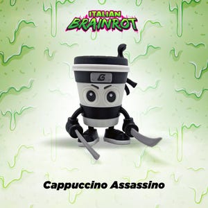 Cappuccino Assassino Italian Brainrot Articulated Figurine Viral TikTok Viral Meme Fans Collectible Trend Movable 3D Printed Toy Fun Gift