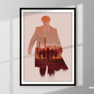Peaky Blinders Geïnspireerd Print | Tommy Shelby Illustratie | Poster | Britse | Gangster | TV Series Poster | Minimale afdruk- | Kunst aan de muur