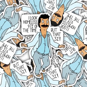 Bob’s Burgers inspired Bob Belcher Water Resistant  Vinyl Sticker