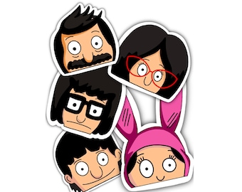 Bob's Burgers Stickers: Belcher Family Waterproof Vinyl Decals (Set of 5)