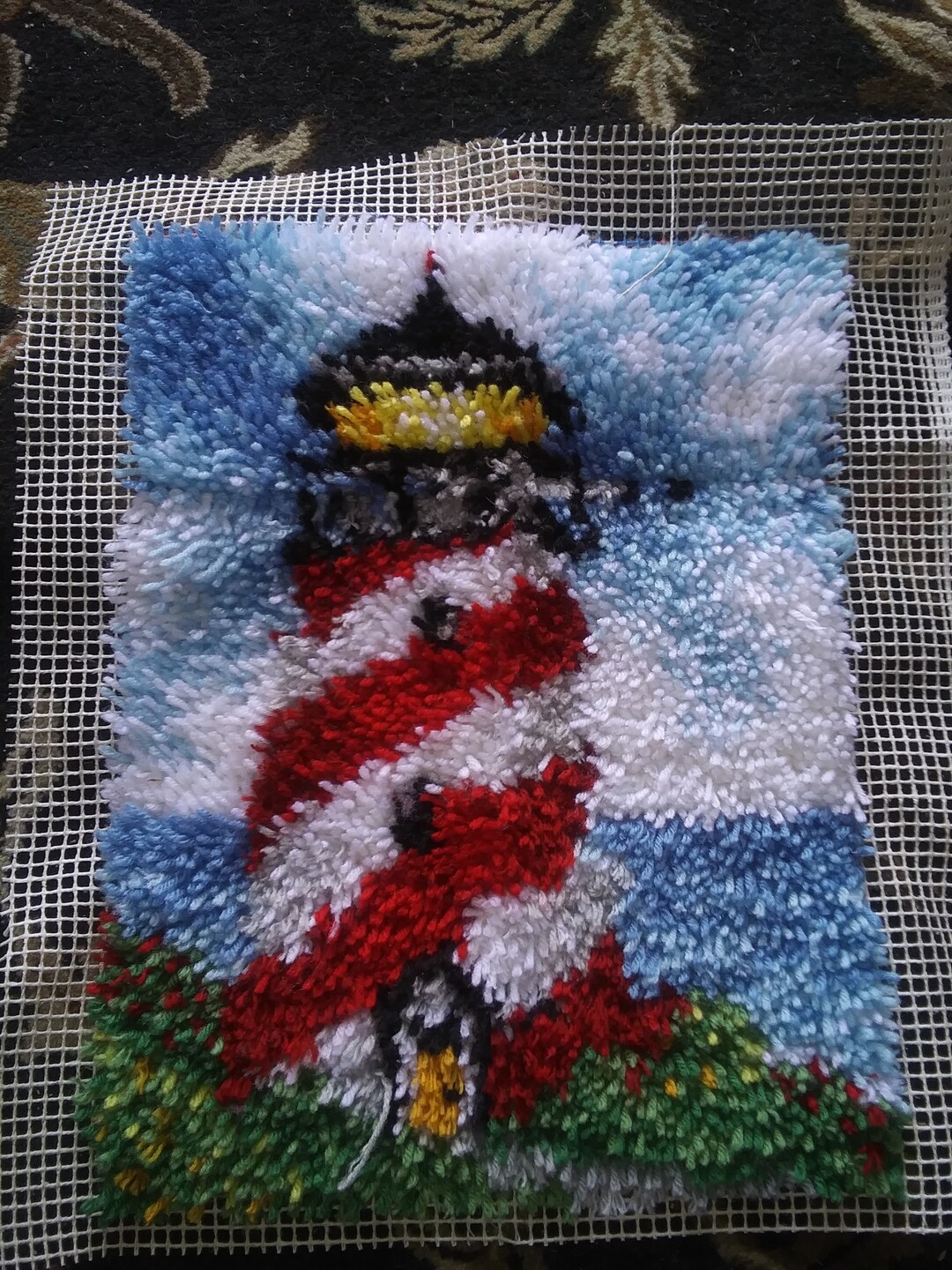 Lighthouse Finished Latch Hook Etsy