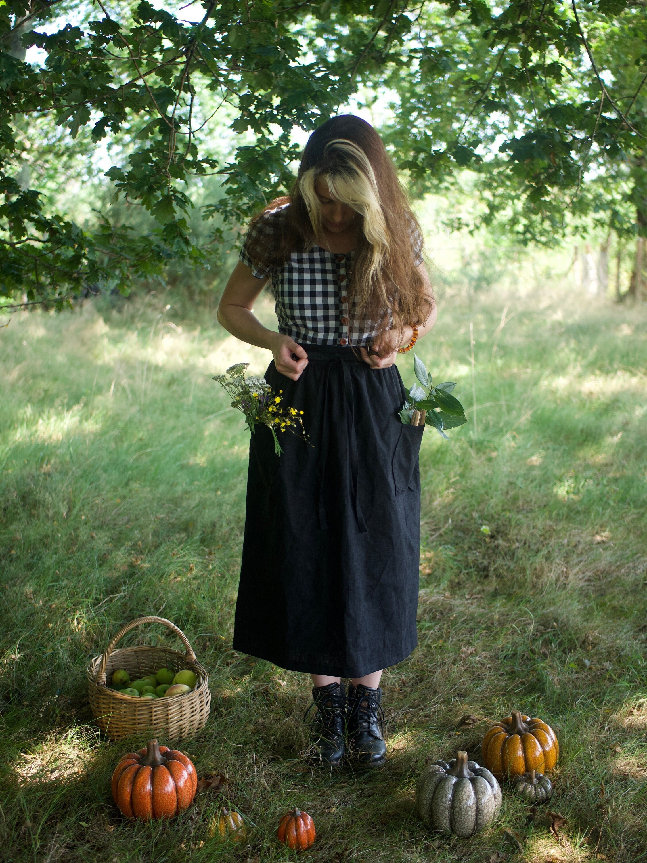 Cottage Witch Apron Moon & Cauldron - Made To Order