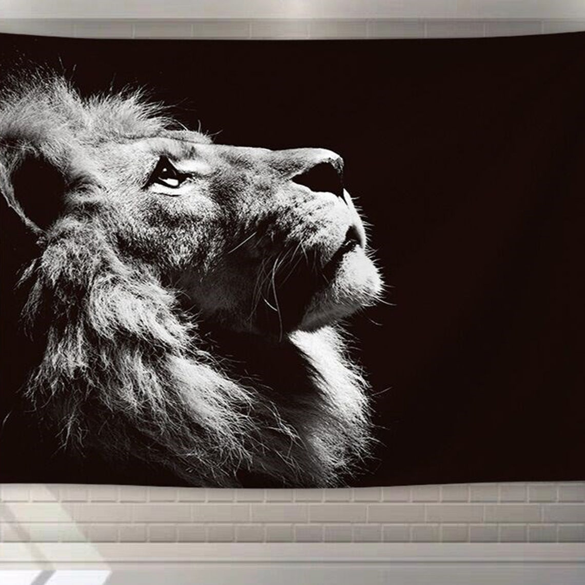 Lion Black And White Art Tapestry Oil Painting Wall Hanging Etsy