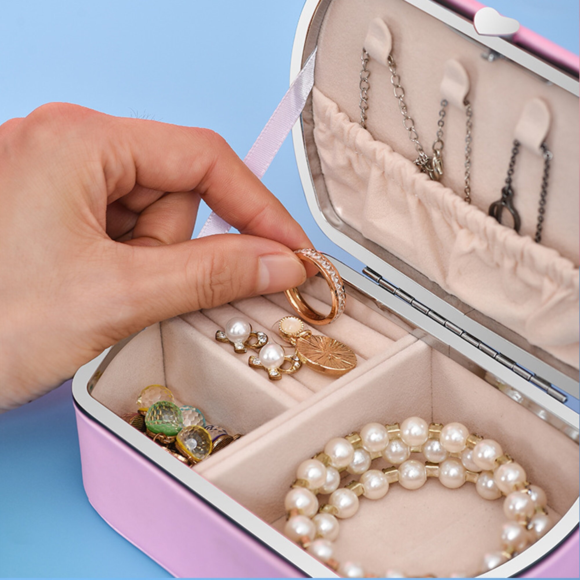 Green Jewelry Box Portable Jewelry Box Travel Jewelry Etsy