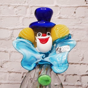 Vintage Murano Glass Clown Figurine Playing Guitar – Toscany Italy – 10” Tall – Collectible Art Glass