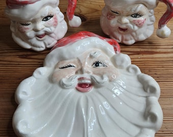 Extremely Rare 1950's Stylehouse Japan Ceramic Santa Mugs *sold