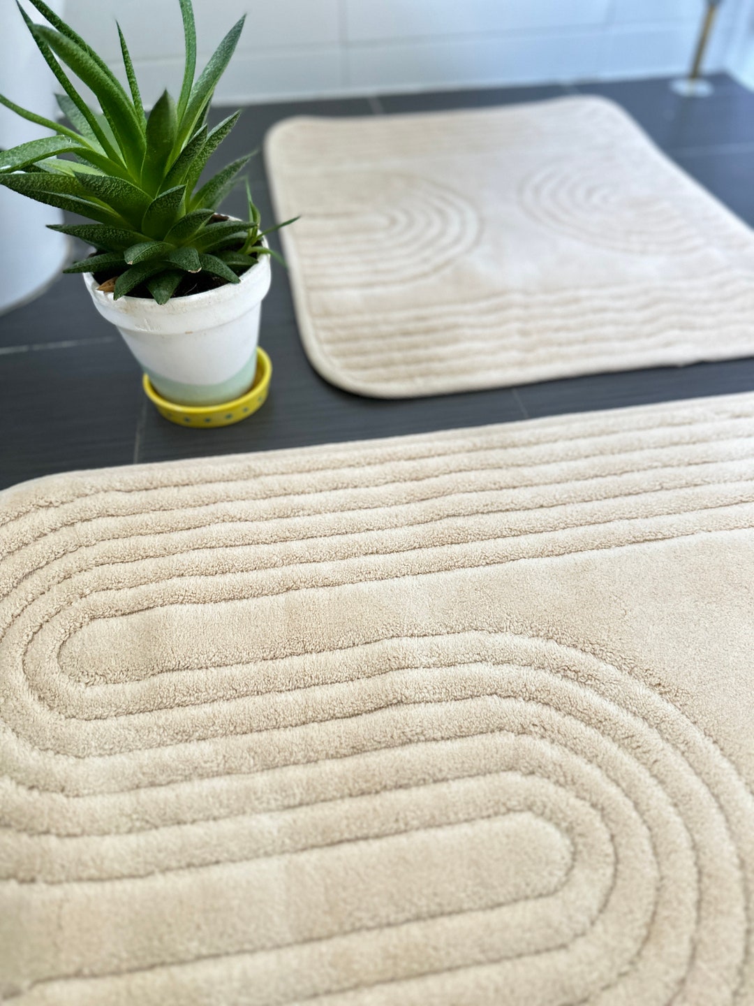 Turkish Bohocurves Bath Mat Set Non Slip, Bath & Pedestal Mats, Design