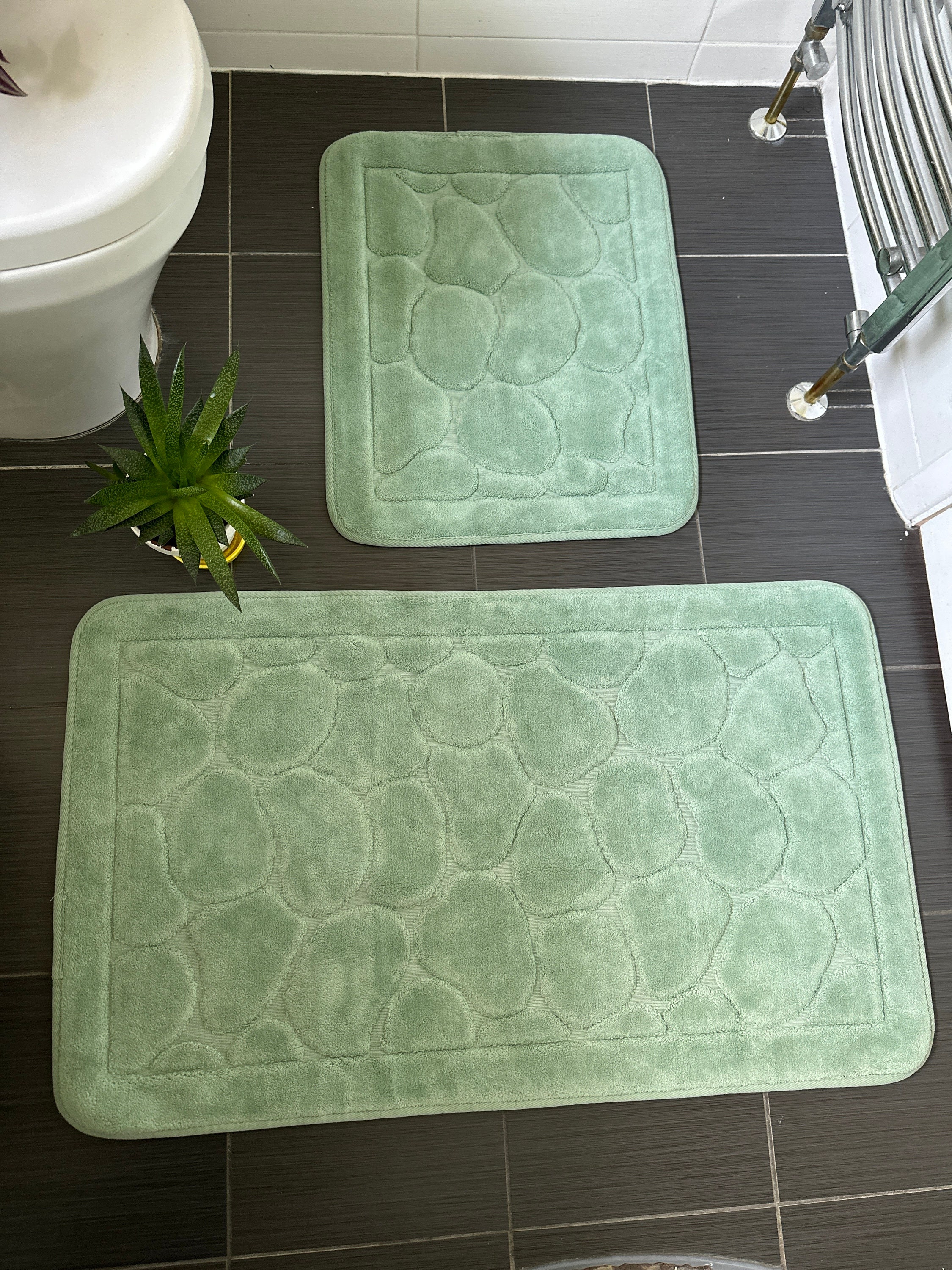 Bath Mat Set Non Slip, Bath & Pedestal Mats, Design for Bathroom, 2 Piece Soft, Absorbent and ...