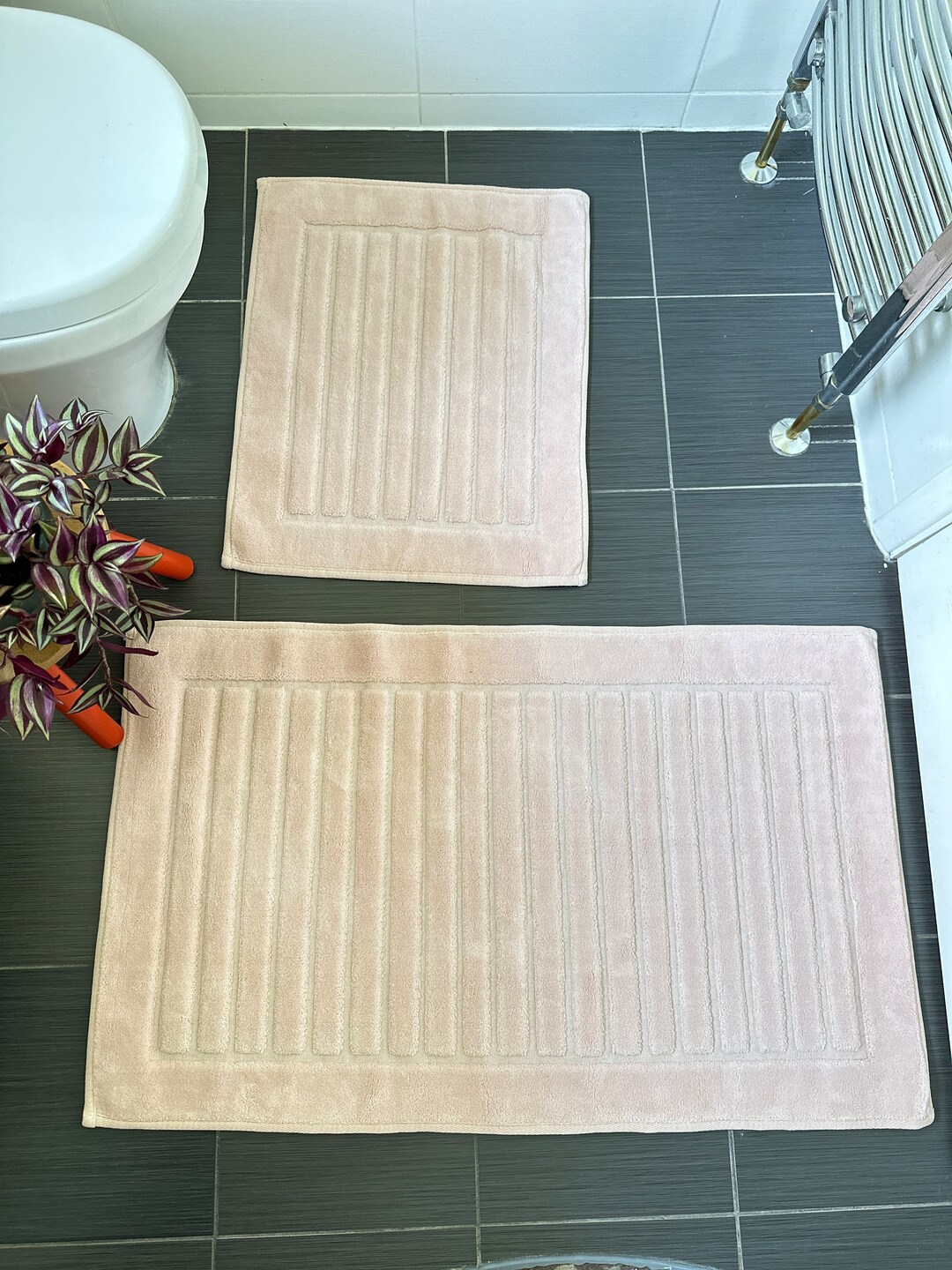 Bath Mat Set Non Slip, Bath & Pedestal Mats, Design for Bathroom, 2 Piece Soft, Absorbent and ...