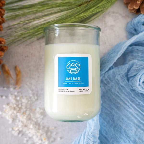 Lake Tahoe Candle (sugar pine | alpine water) | Coconut Soy Wax | Recycled Glass Jar | Eco-Friendly | Travel-Inspired