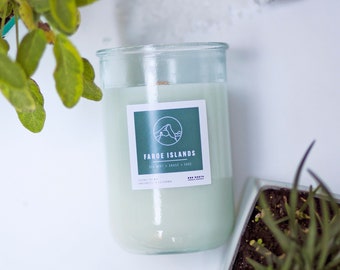 Faroe Islands Candle (Sea Mist + Grass + Sage) | Coconut Soy Wax | Recycled Glass Jar | Eco-Friendly | Travel-Inspired
