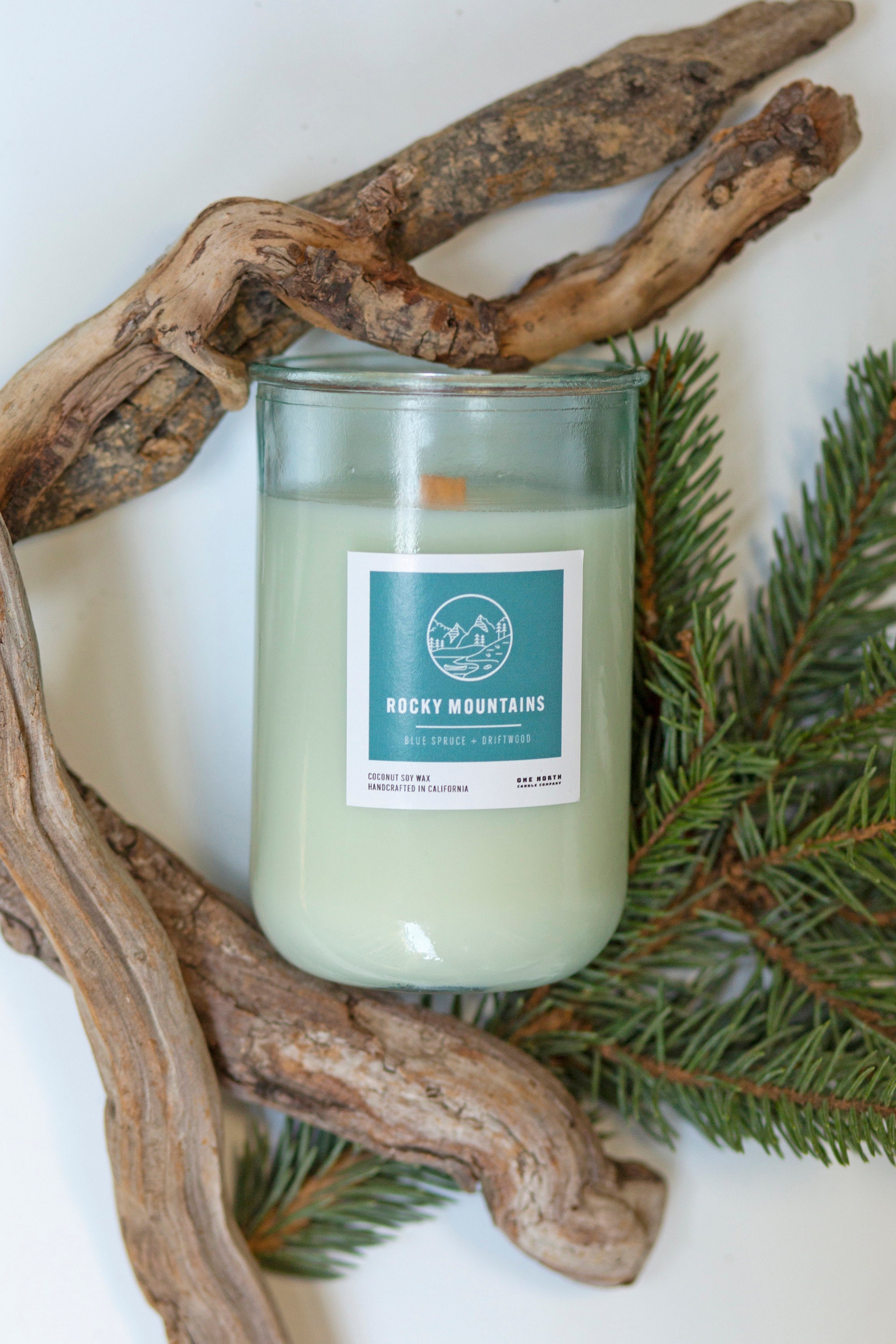 Rocky Mountains Candle blue Spruce Driftwood Coconut Soy Etsy UK
