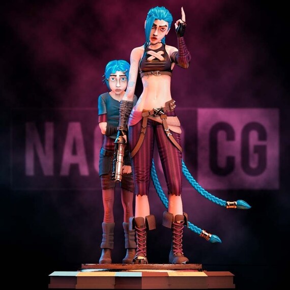 Arcane Jinx of League of Legends Fan Art Inspired Anime Figure 3D Print