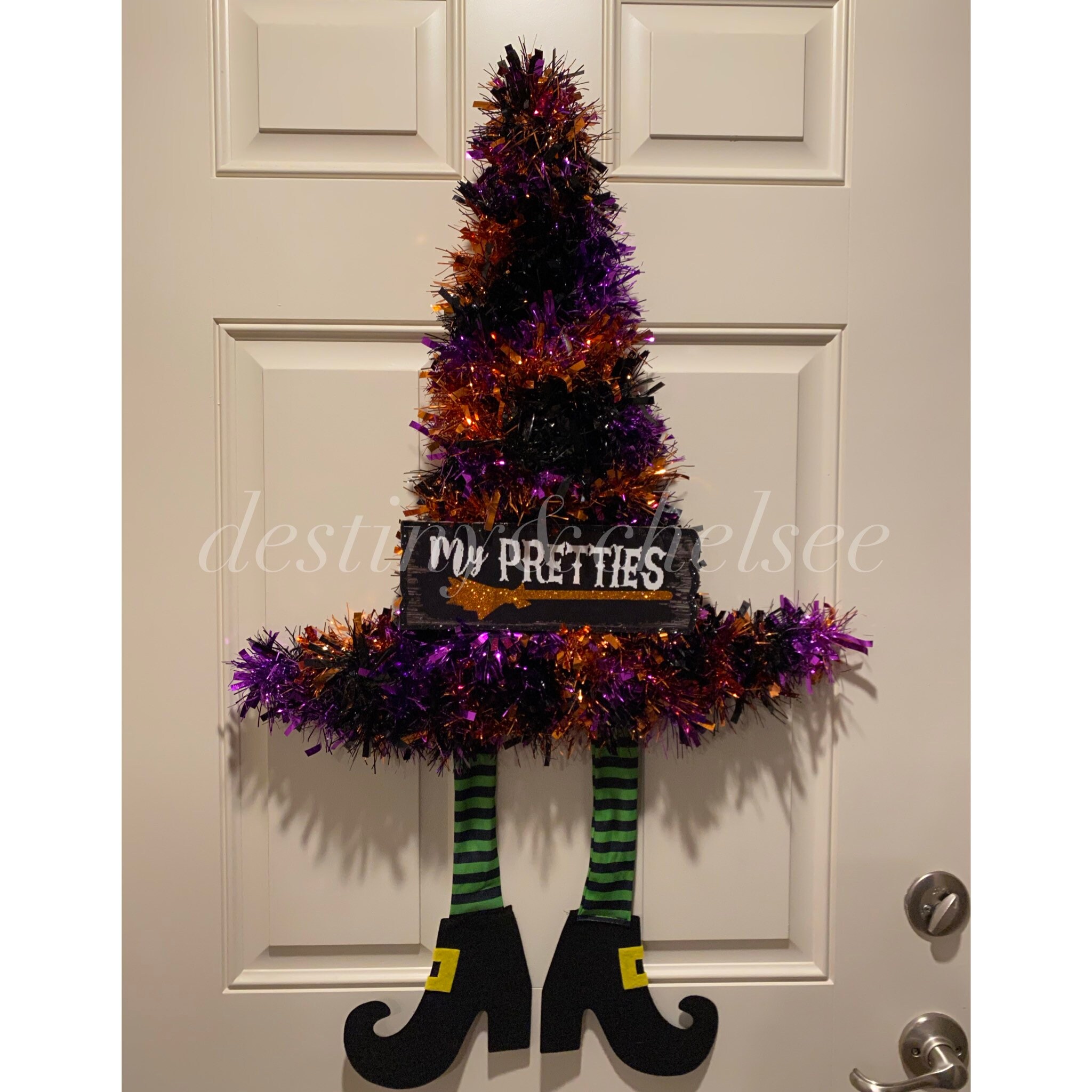Decorative Halloween Tinsel Witch Hat with Stocking Legs 36H Etsy