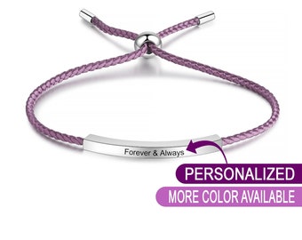 Custom Minimalist Engraved Rope Bracelet for women - Engrave Up to 16 Characters