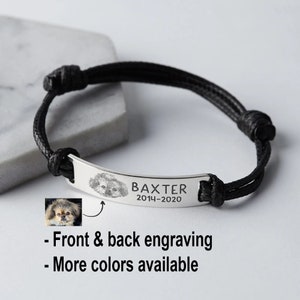 Pet photo bracelet - Ideal Pet Lover Gift • Memorial Gift • Engraved Leather Bracelet • Engraved Pet's Name Bracelet • Dog Dad gift