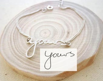 Custom Handwriting Bracelet Memorial • Handwritten Jewelry Gift for Mom • Personalized Signature Bracelet