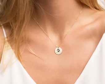 Custom Paw Print Necklace, Pet Memorial Jewelry, Dog Cat Loss Gift for Her, Personalized Paw Pendant Necklace, Pet Lover Gift
