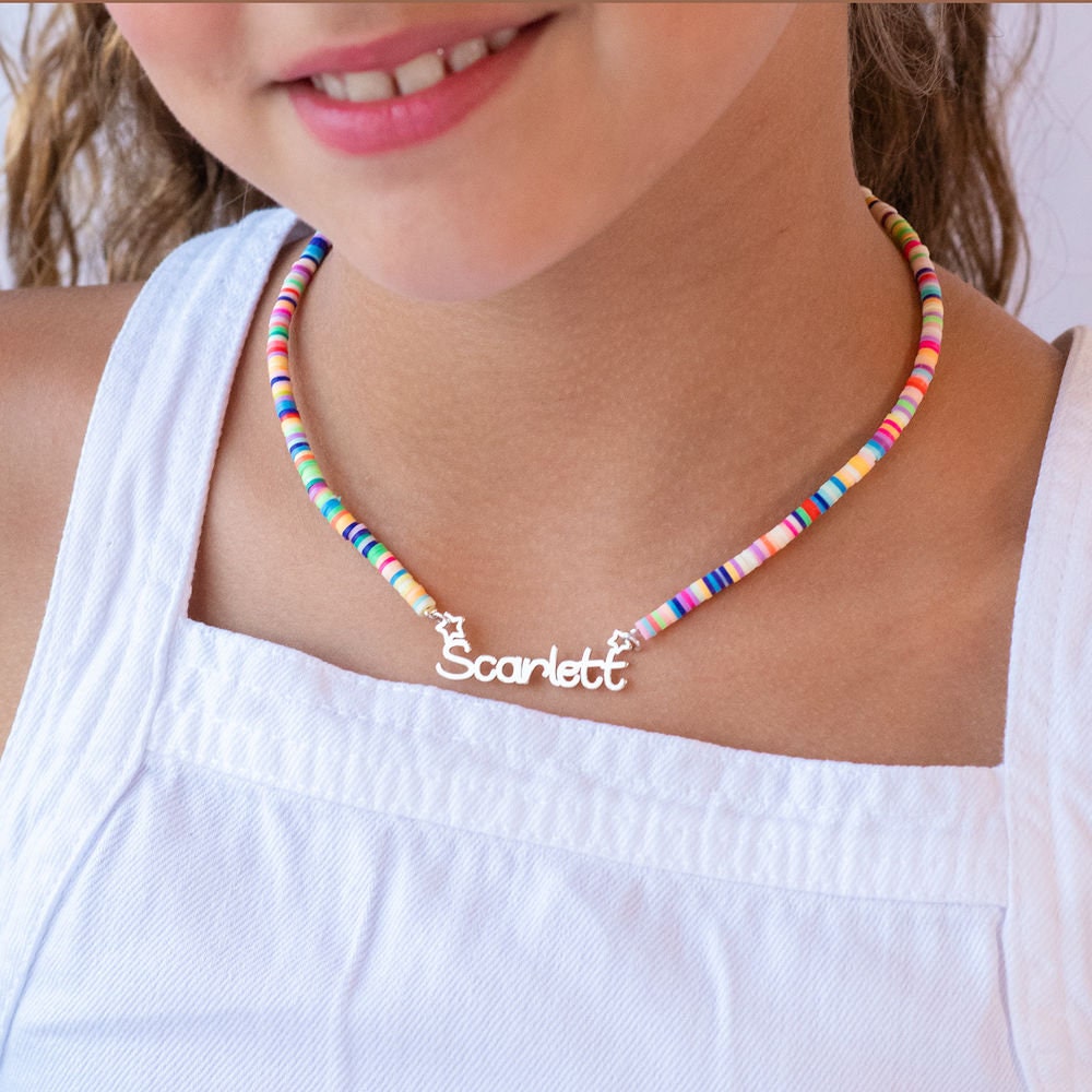 MHS.SUN Pink Style Girls Baby Beads Necklace Cute Adjustable Rope Necklace  For Child Kids Colorful Beaded Jewelry Party Dress Up