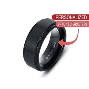 Personalized Minimalist Black Stainless Steel Ring - A Unique Gift for him - Ring for men - Custom name ring