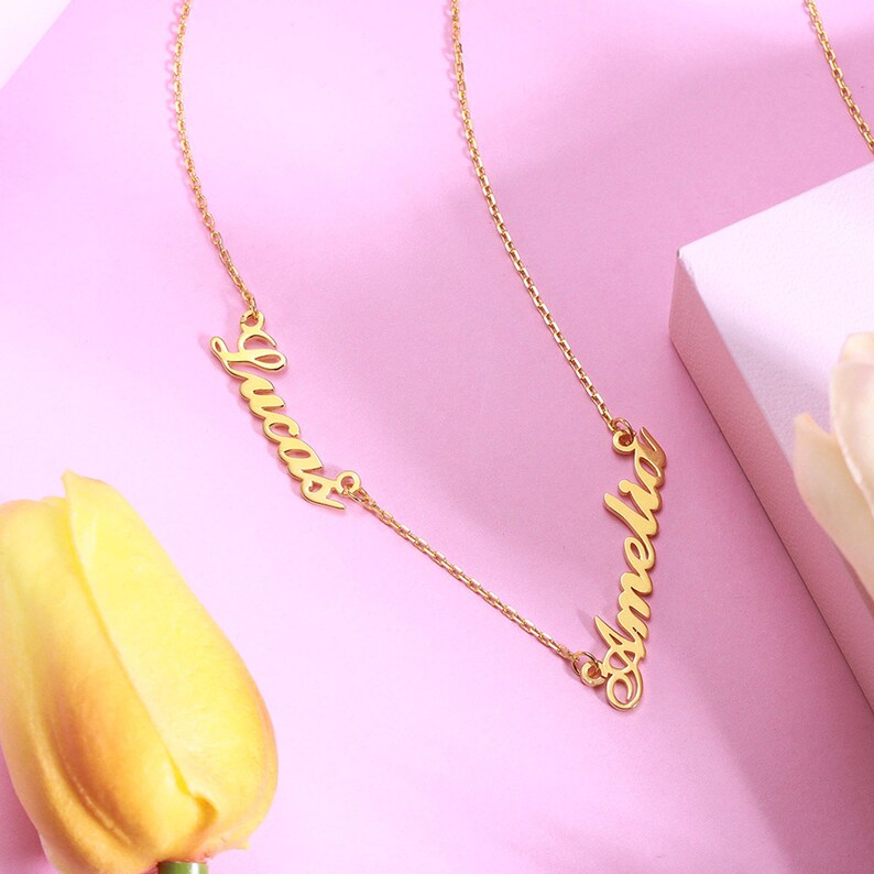 Custom Name Necklace Two Names Necklace Three Names Etsy