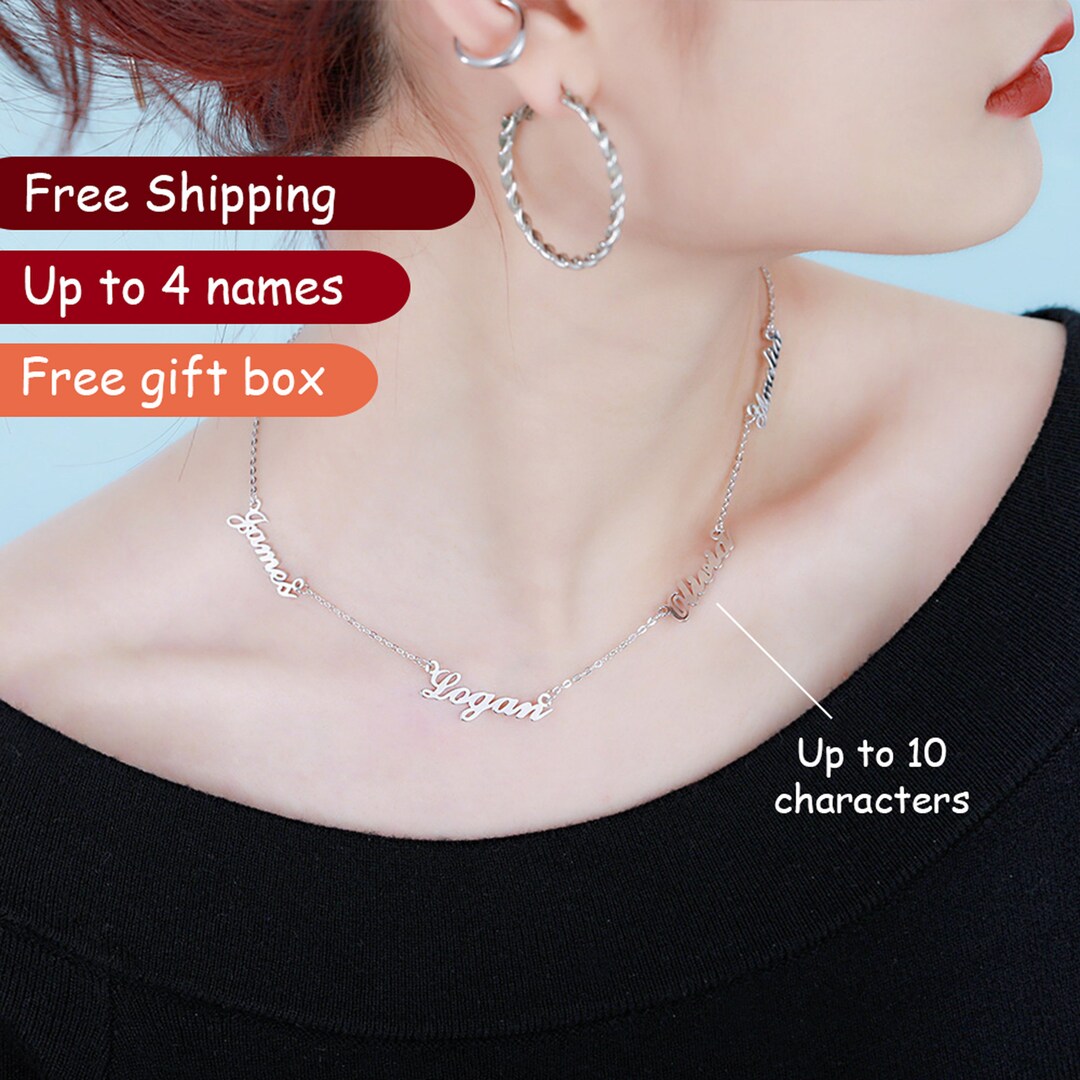 Custom Name Necklace, Two Names Necklace, Three Names Necklace, Four