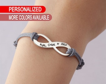 Personalized Infinity Bracelet | Custom String Friendship Bracelet | Engraved bracelet women | Unique Gift for Mother & Daughter