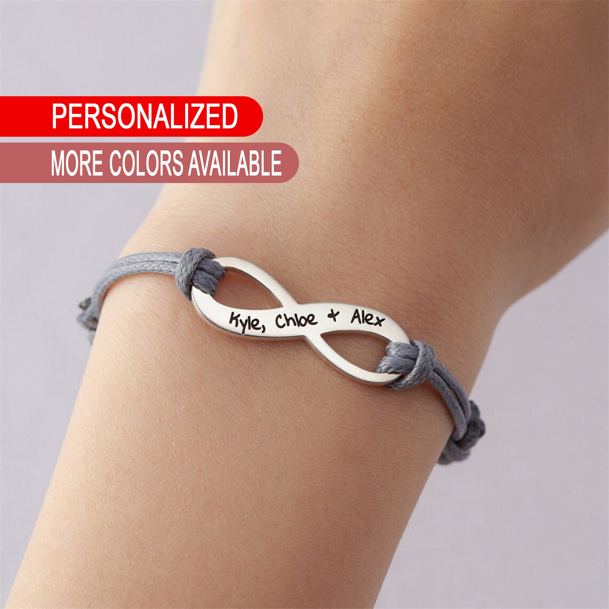 Infinity Endless Love Symbol Silver Tone Your Choice String Color 2mm Nylon  String Woven Friendship Bracelet Good Luck Unisex 