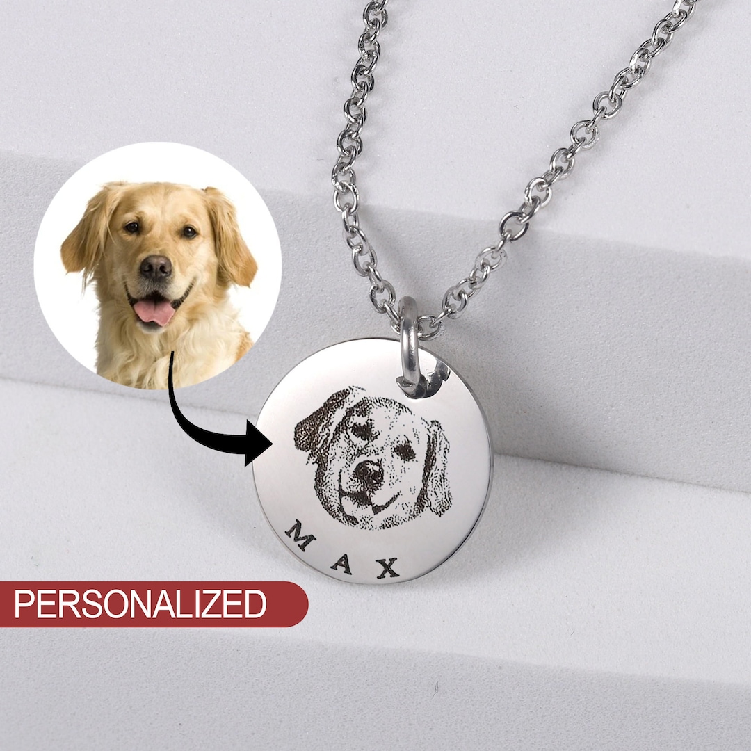 Personalized Pet Portrait Necklace, Pet Memorial Necklace, Custom Pet