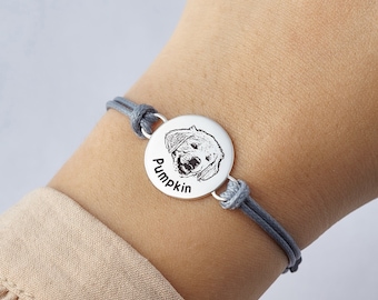 Pet memorial bracelet with custom photo engraving • Pet lover gift • Pet photo bracelet • Dog Cat photo bracelet • Cat or Dog Loss Gift