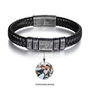 Vintage Photo Bracelet, Custom Photo Bracelet Men, Personalized Men's Bracelet, Kids Name Bracelet