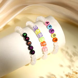 Name Bracelet for Girls, Acrylic Resin Bracelet for Kids, Cute Adjustable Bracelet, Handmade Toddler Name Bracelet, Girls Birthday Gift