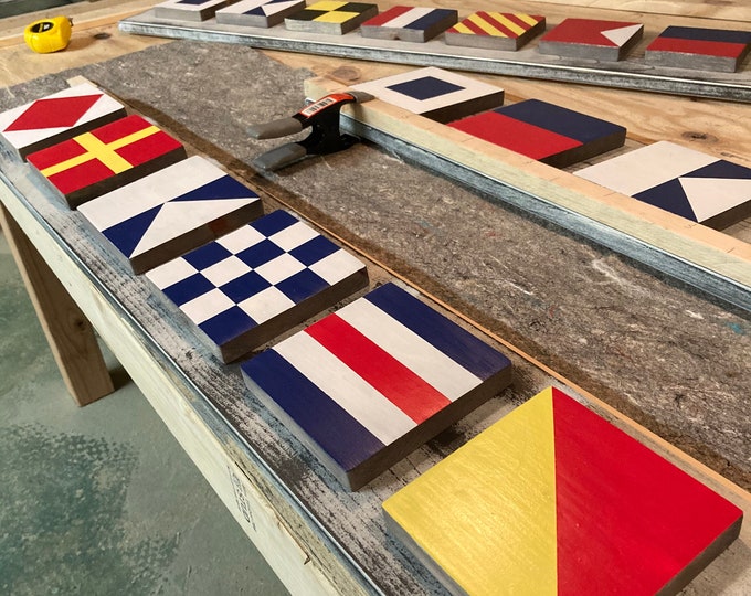 Custom Nautical Flag Sign – Handcrafted Coastal Wood Decor