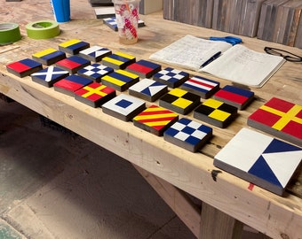 Custom Nautical Flag Sign: Personalized Coastal Decor, Handmade New England Craft