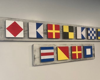 Personalized Nautical Flag Sign: 3D Wooden Coastal Decor for Boaters