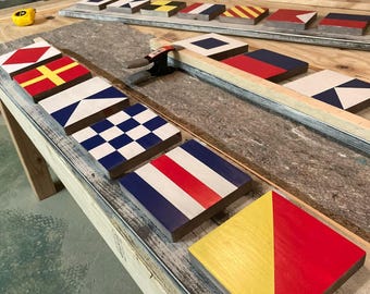Custom Wooden Nautical Flag Sign, Coastal Decor